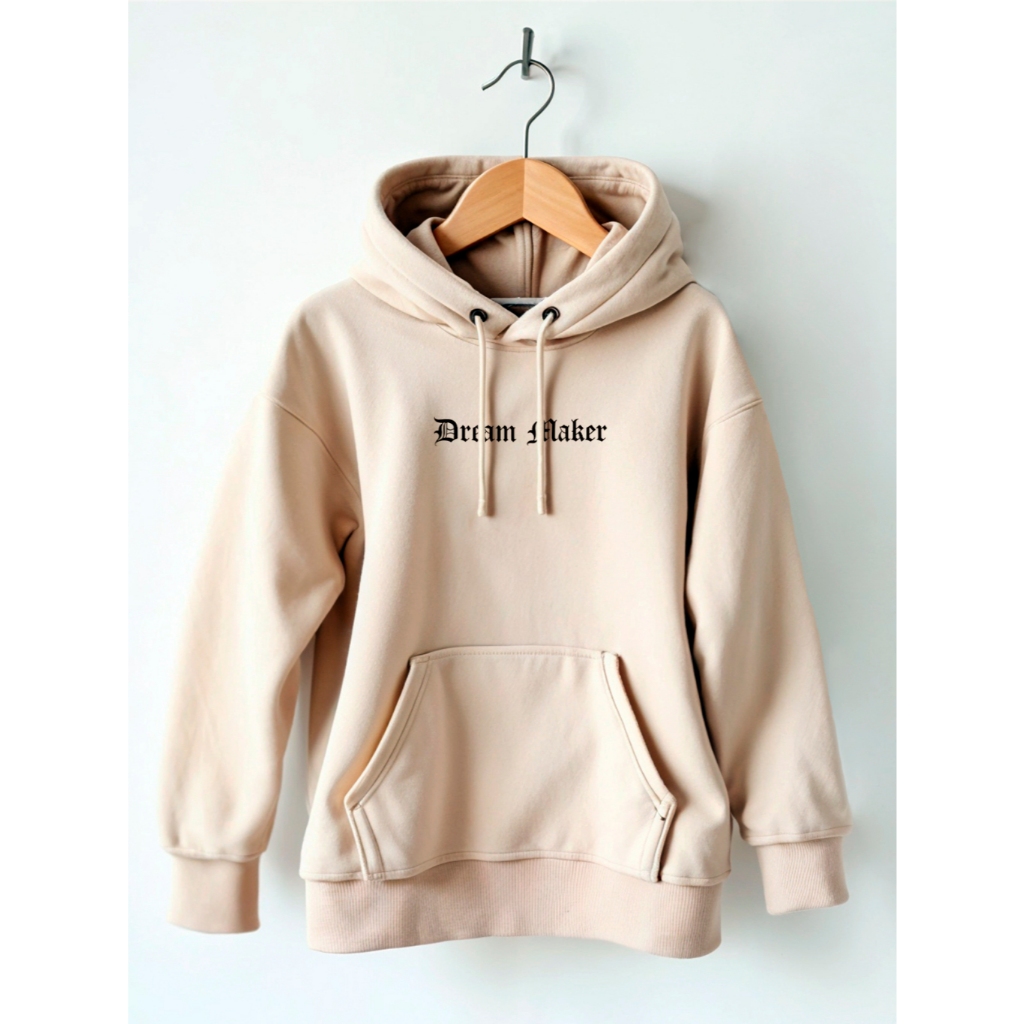 Blusa de Frio Moletom Canguru Estampado Oversized Dream Maker Frase Grafite Moda Hip Hop Trap Rap