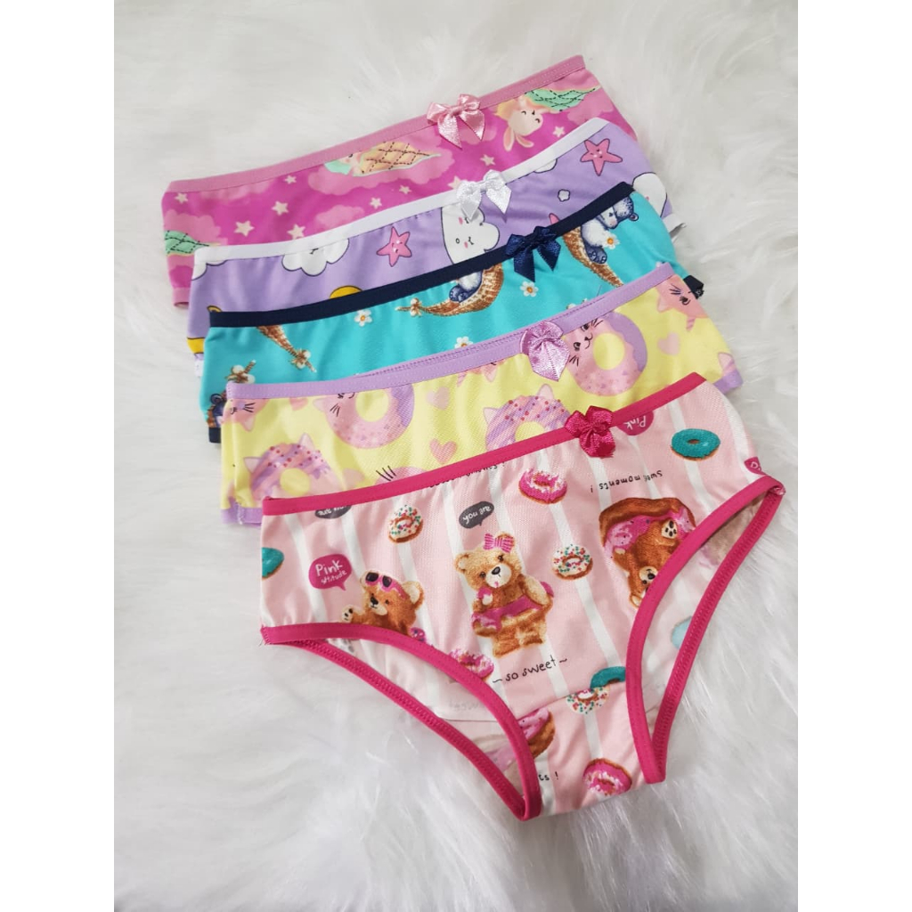 Calcinha Estampada Infantil Estampa Divertida Colorido Algodão Menina Suede Confortável