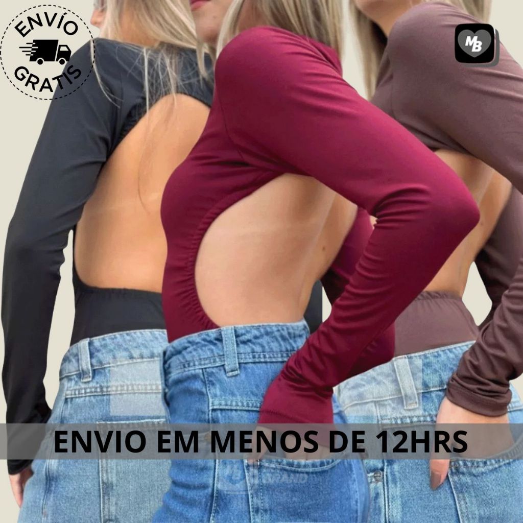 Body Feminino COSTA NUA MANGA COMPRIDA Costa a Amostra Gola Alta Inverno Cavado Sexy Coutry Elegante em Oferta na Shopee