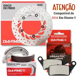 Disco de Freio Dianteiro P/ Factor 125 / Factor 150 2016-2024 + Pastilhas e Lonas Diafrag
