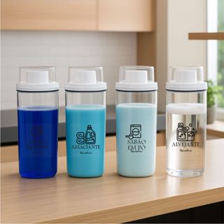 Kit 24 Etiquetas Transparentes Lavanderia - Adesivo Organizador de Produtos de Limpeza Moderna 7x7cm em Oferta na Shopee