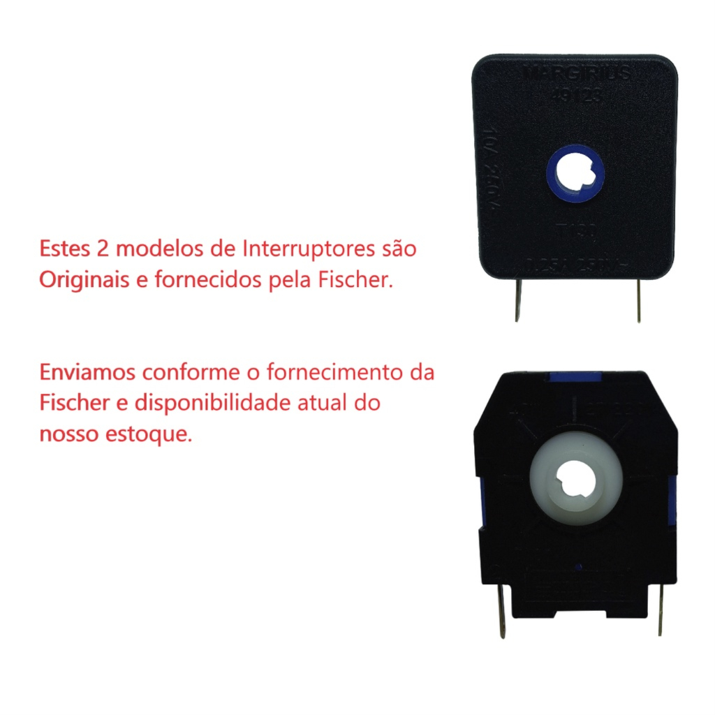 Kit 2 Interruptores Rotativos Fit Line Cooktop a Gás Fischer Mesa de Vidro Original
