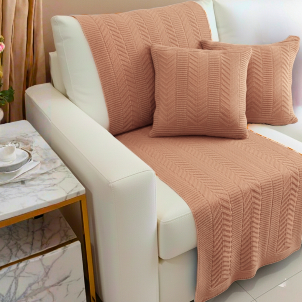 Kit Peseira + 2 almofadas Tricô Elegante para Sofá e Cama - Casal, Queen e King em Oferta na Shopee