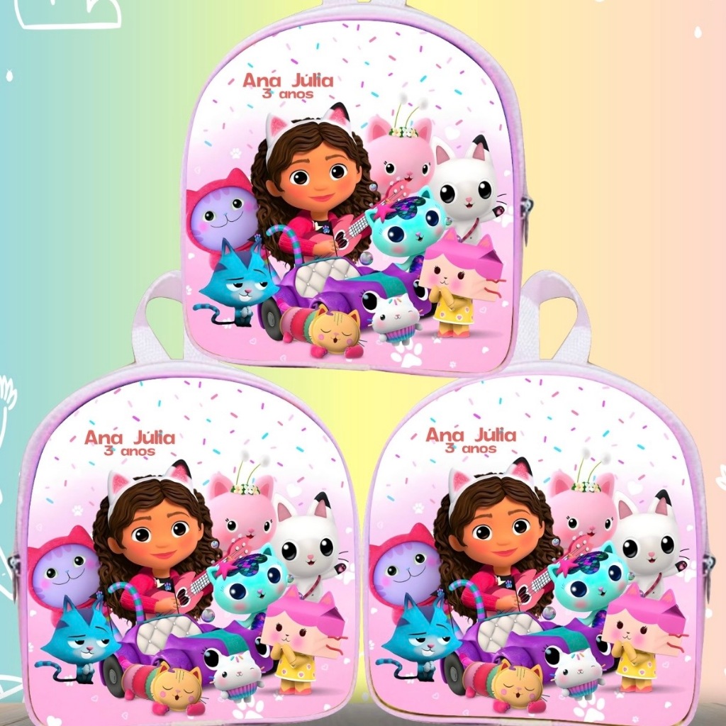 10 Mochilinhas personalizadas casa Mágica da gabby,  lembrancinha aniversario infantil, bolsinhas gabby