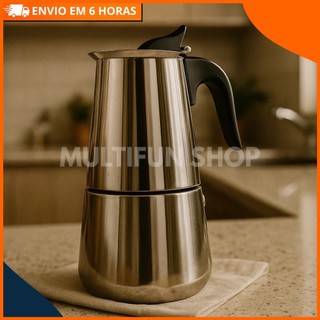Cafeteira Italiana Inox 450ml Expresso Moka — Café Forte e Aromático — Compatível com Fog…