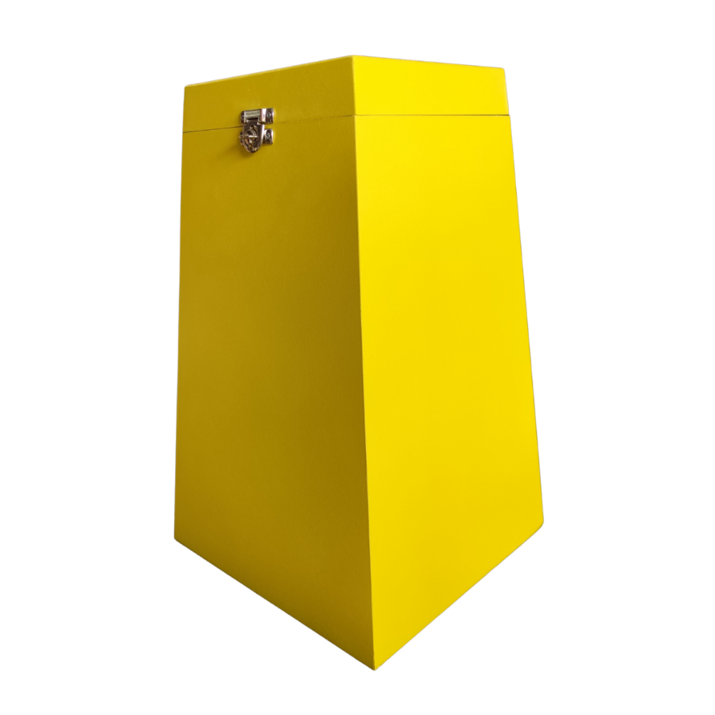 Urna Amarela Sorteio Dizimo Mercado  Mdf Cofre Urna Mesa Lisa E Fecho 34x21x21