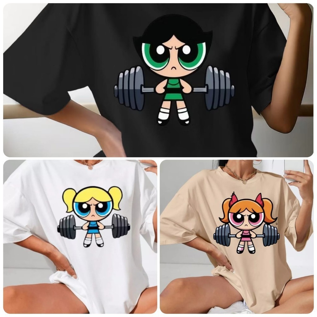 Kit 3 Camiseta Feminina de Academia Tshirt Super Poderosas Camisa 100% Algodão Blusa Confortavel