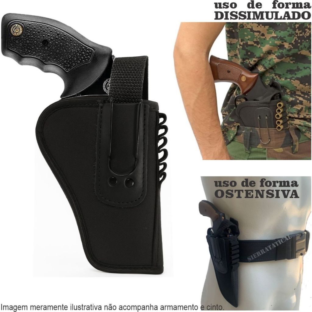 Coldre de Cintura para Revolver Taurus ou Rossi de 32 ou 38 - 3 Polegadas com Baleiro.