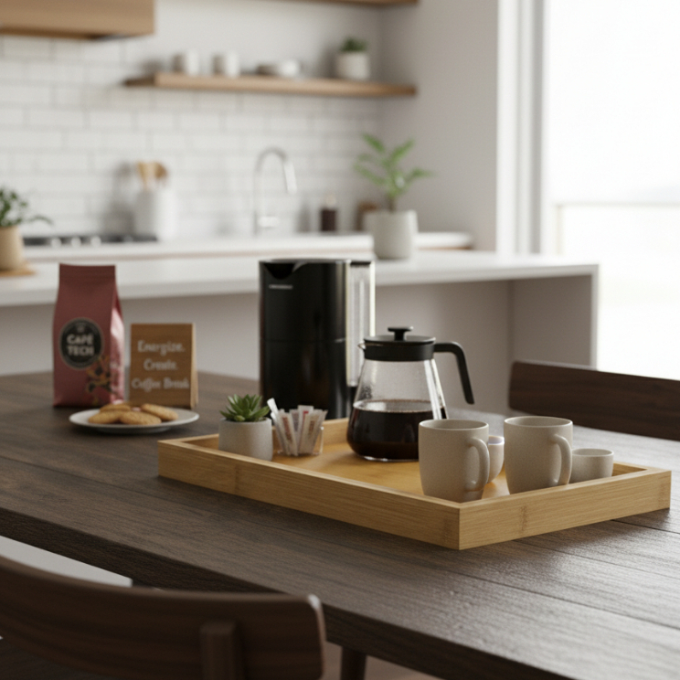 Bandeja Bambu Tábua Servir Café Cama Petisqueira Kit Sushi Rechaud Frios Gourmet Quadrada
