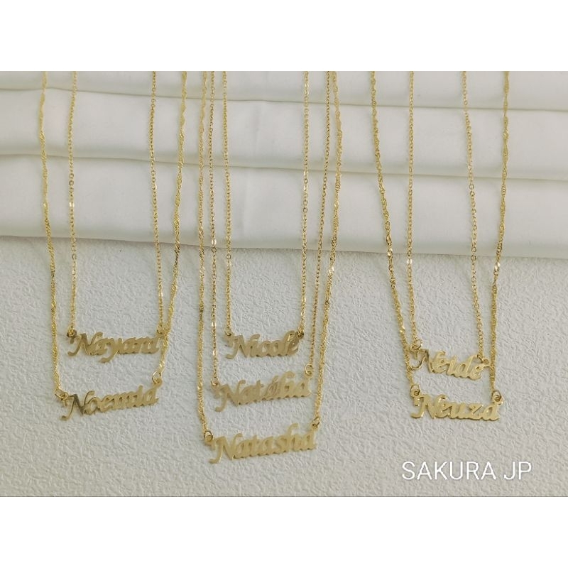 Colar com Nome Personalizado inicial N corrente folheado a ouro