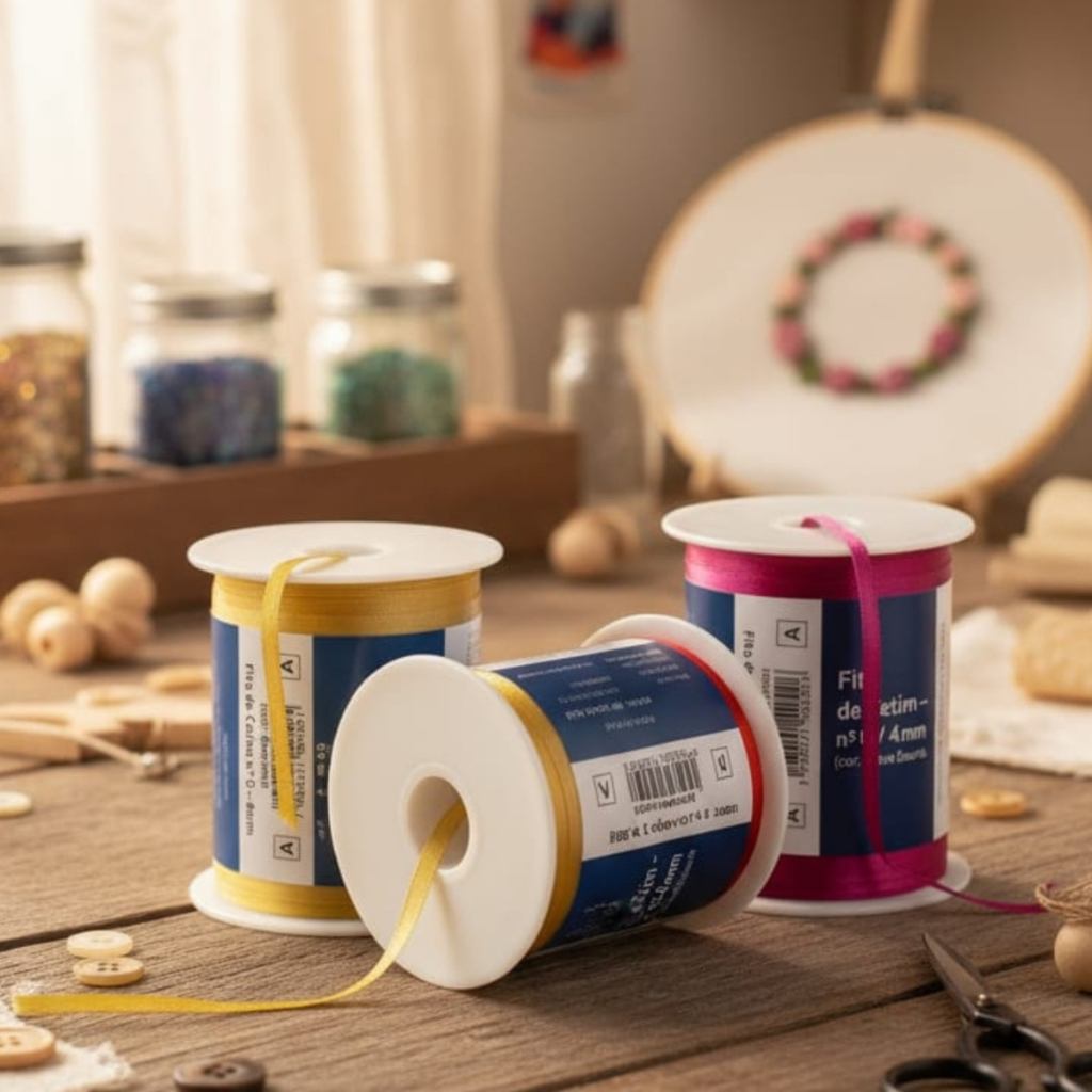 Fita de Cetim Lisa 4 mm Rolo 100 metros – Ideal Laços, Artesanato e Costura