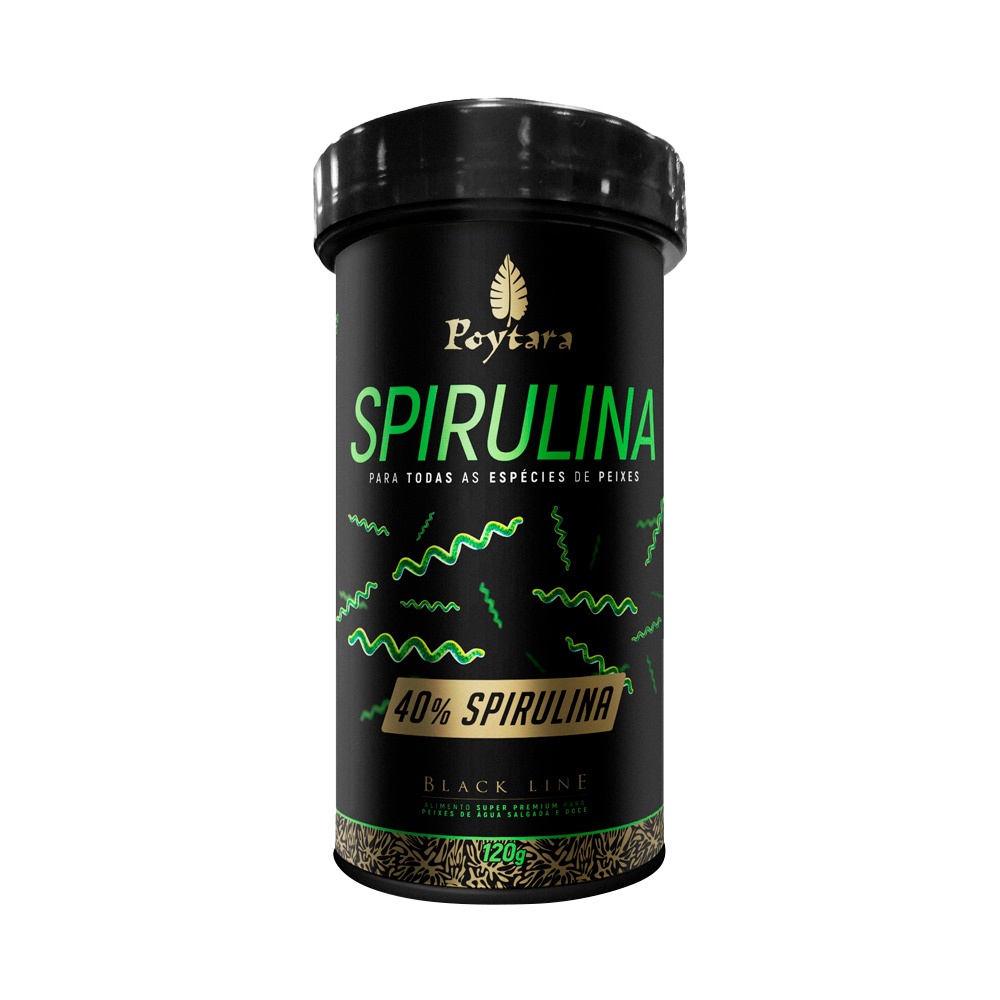 Ração Poytara Spirulina 40% Black Line 120g Sem Corantes