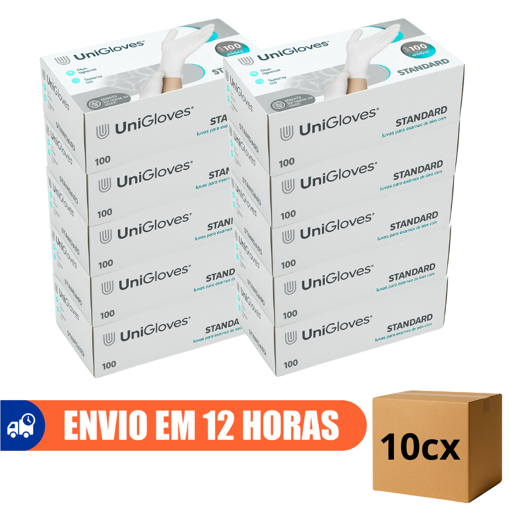 Luva de Procedimento Látex Branca Com Pó 1000un Selo Anvisa Unigloves em Oferta na Shopee