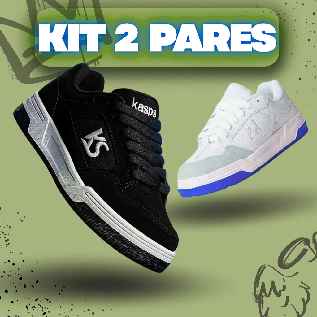 KIT 2 PARES Tênis KS Masculino Casual Unissex Leve Confortável Skate Sneakers Lançamento 2025 38-43