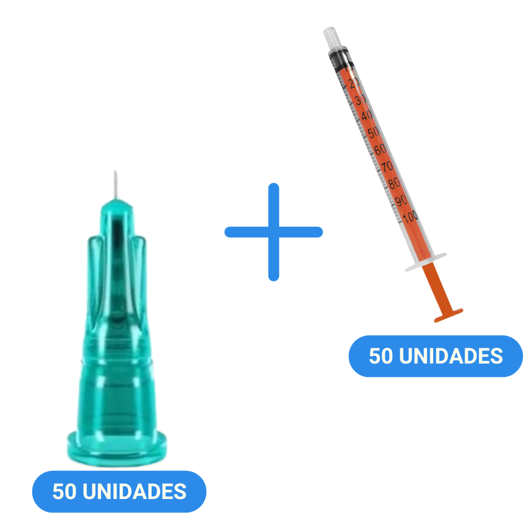 Agulha de Lebel 32g 0,23 X 4mm Mesoterapia Microagulha Botox PRO Beauty 50 Unidades + 50 Seringas 1ml SR