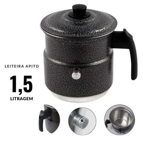 Leiteira Fervedor de Apito em alumínio Craqueado Chá Água Leite 1,5 L em Oferta na Shopee