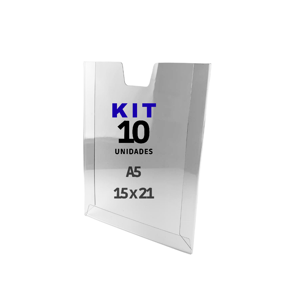 10 Display de Parede Petg Porta Papel Quadro Aviso 15X21 A5