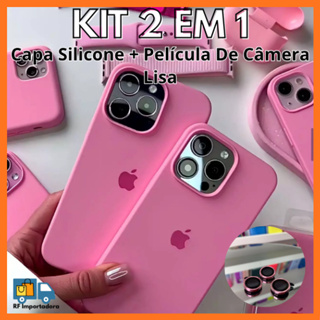 Kit Capa Silicone Aveludado + Película de Câmera Lisa Para Iphone 11 12 13 14 15 16 PRO MAX em Oferta na Shopee