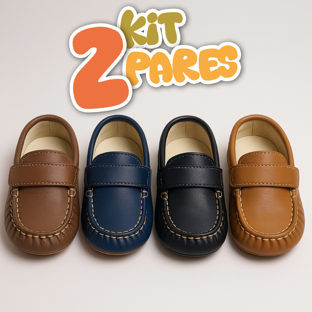 Kit 2 Pares Sapato Infantil Masculino Mocassim Conforto e Estilo em Dobro Promoção Menino Criança em Oferta na Shopee