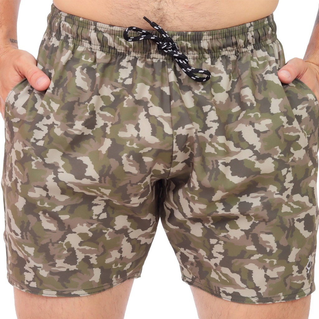 Shorts Praia Estampado Tactel Elastano Masculino Confortável Leve Secagem rápida