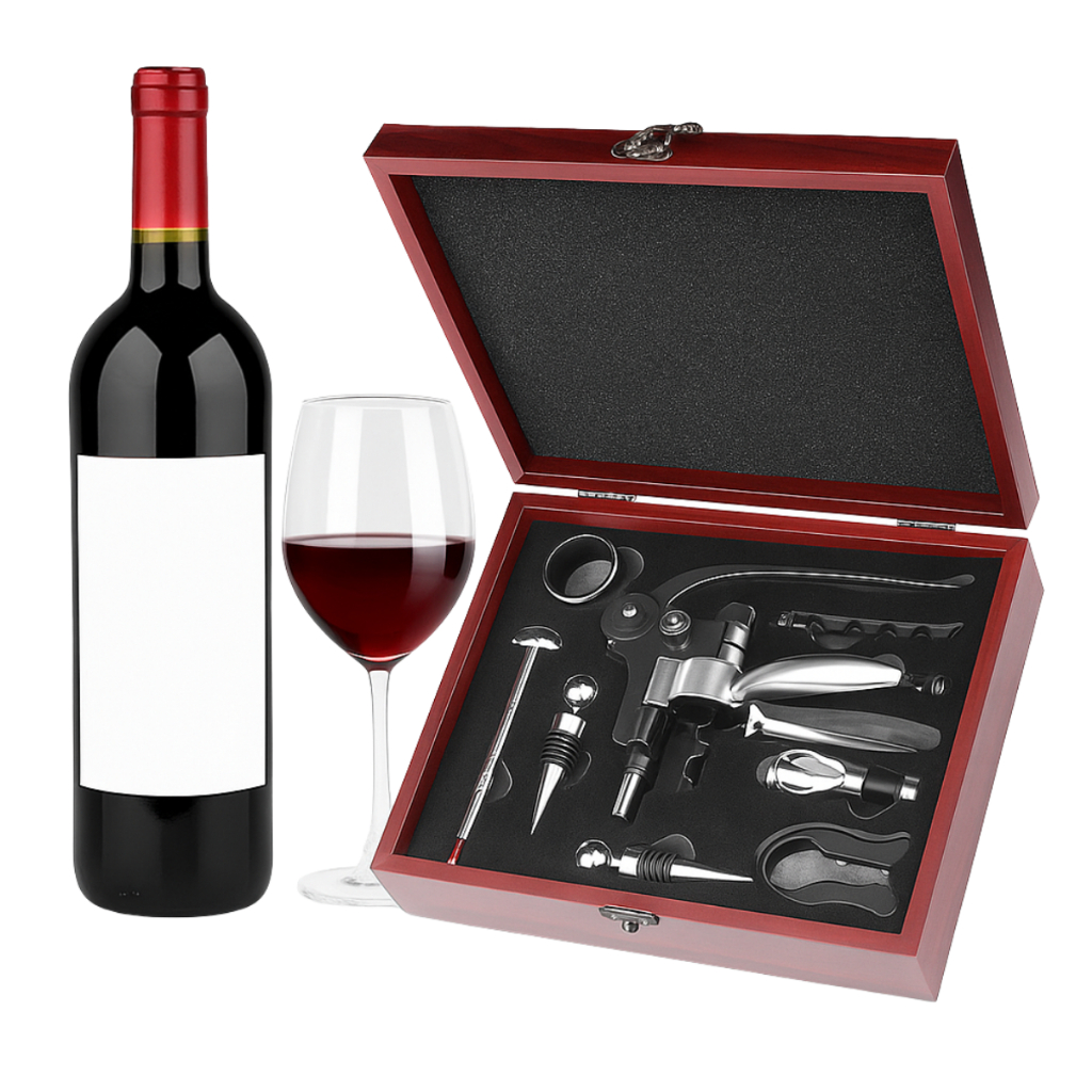 Kit Abridor De Vinho Saca Rolhas Maleta Sommelier 9 Pçs em Oferta na Shopee