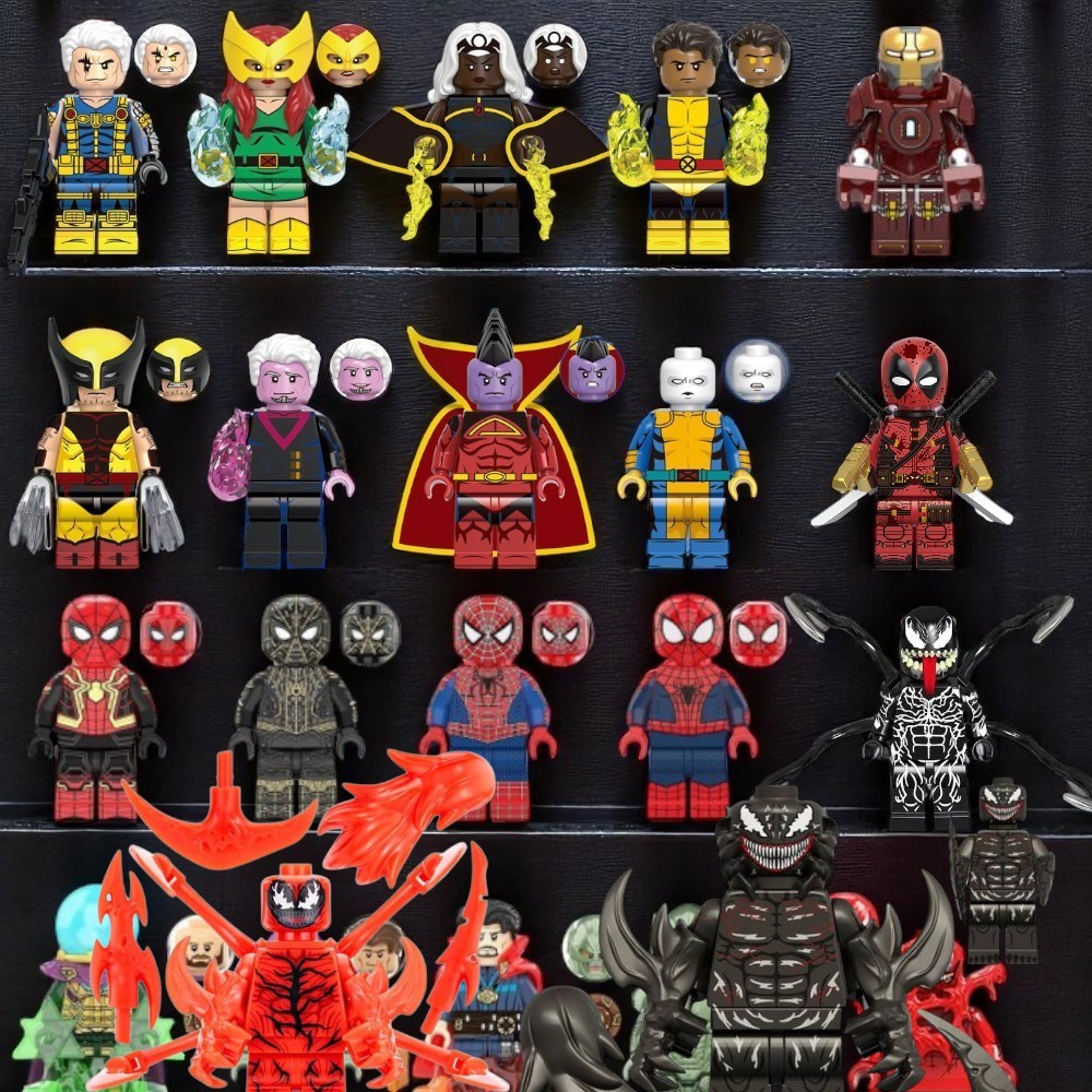 Vingadores star wars figura ação montar 4,5cm homem aranha ferro venom carnificin wolverine xmen deadpoo boneco bloco