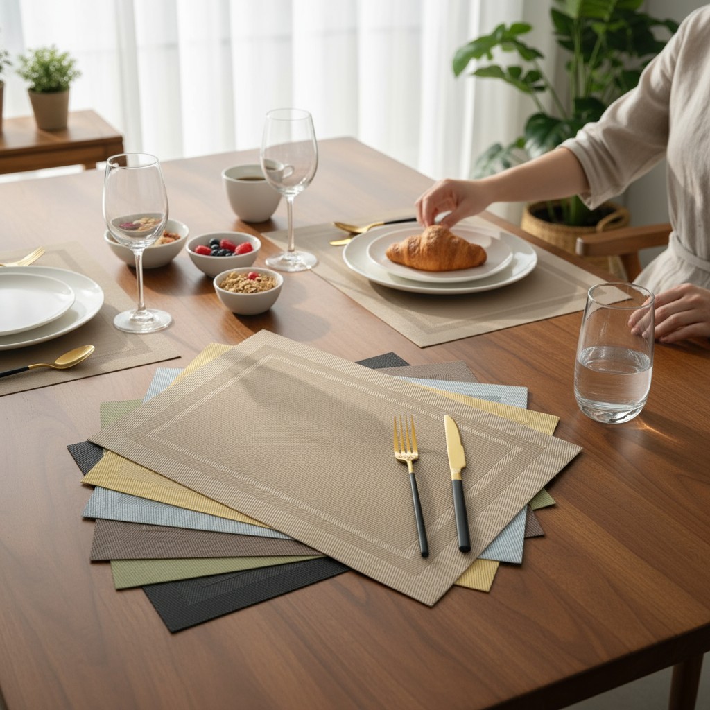 Kit 2/4/6 Jogo Americano PVC Resistente Impermeável Limpeza Fácil Mesa Posta Elegante Proteção Calor em Oferta na Shopee