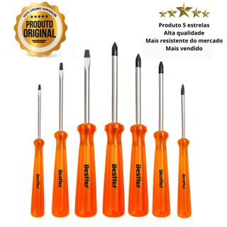 Jogo Chave Fenda E Philips Kit Com 7 Peças Original Cromo Vanádio em Oferta na Shopee