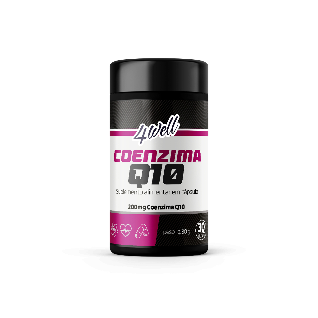 Coenzima Q10 4Well 200mg 60 Cápsulas 30 Doses Concentrada Sem Glúten E Sem Lactose