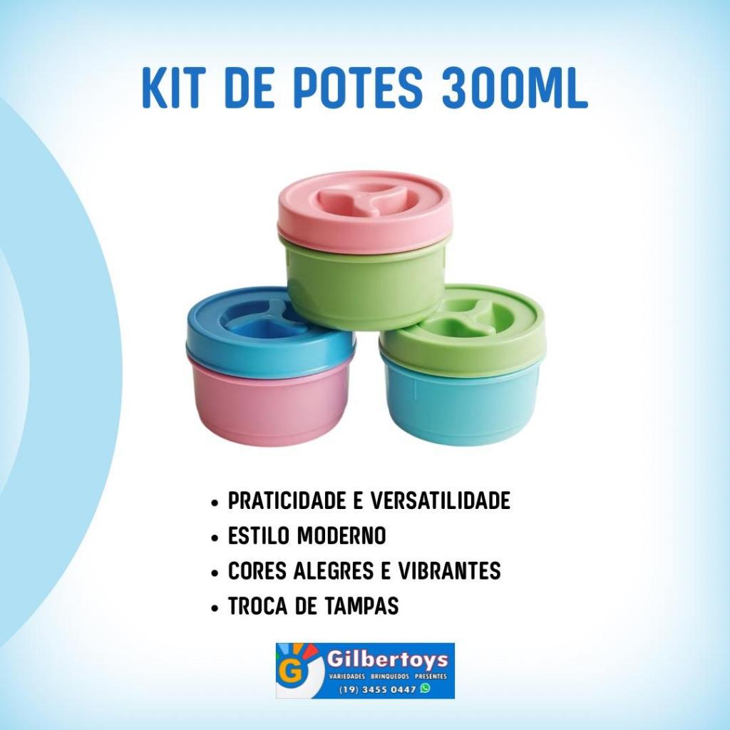 Kit 3 Potes Pequeno Redondo Tampa Rosca Vasilha Cozinha 300ml Cozinha - Erca Plast em Oferta na Shopee