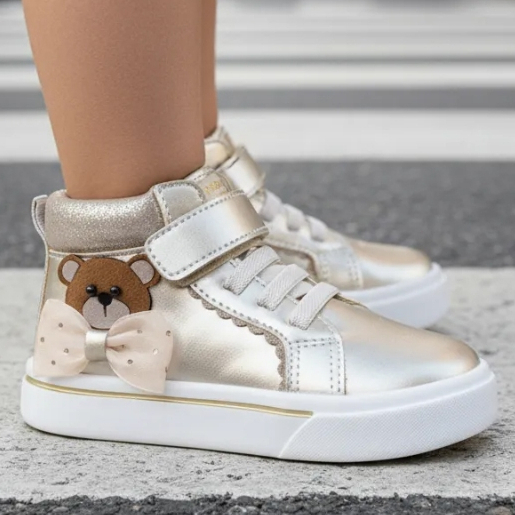 Tênis Infantil Ortopasso Happy Menina Cano Alto Sola Reta Macia Leve Confortável Urso Laçinho em Oferta na Shopee