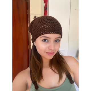 kit 3 lenço tipo bandana ponto rendado estilo crochê verão saída de praia cropped cores branco bege e marrom em Oferta na Shopee