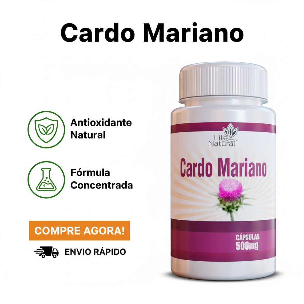 Cardo Mariano 500mg – Milk Thistle – Life Natural – 120  Cápsulas Silimarina
