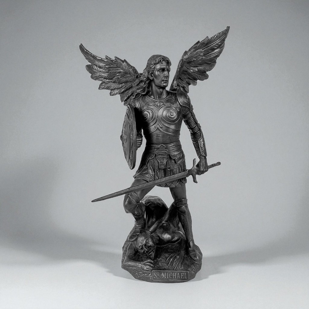 Imagem Sao Miguel Arcanjo Escultura Estatueta Estatua Resina Decorativa 24cm