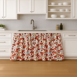 Cortina para Pia Cozinha Varão Passante 2,80m x 0,80cm Tecido Estampado em Oferta na Shopee