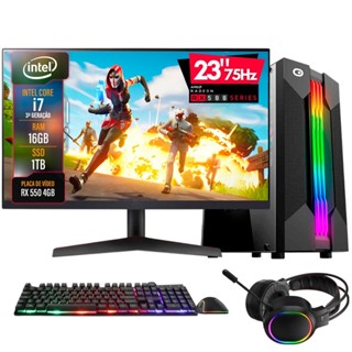 PC Gamer Completo 2Eletro Go, i7, 16GB, RX 4GB,1TB, 500W, Monitor 23", Kit Gamer - PG2E-RGB1034GO em Oferta na Shopee