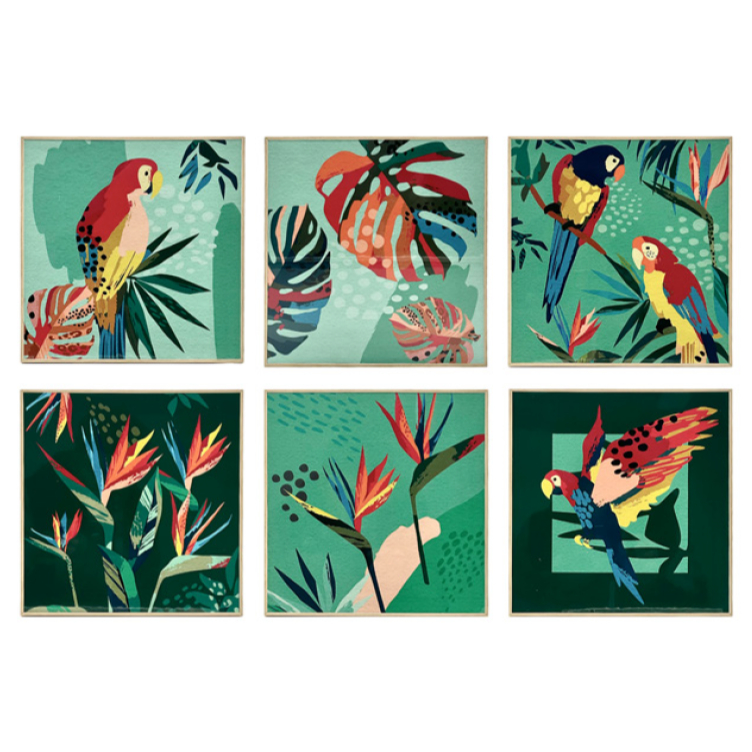 Quadro Pequeno Vibe Tropical Medida 25cm x 25cm x 1,7cm Decorativo Kit com 6 ou 2 unidades