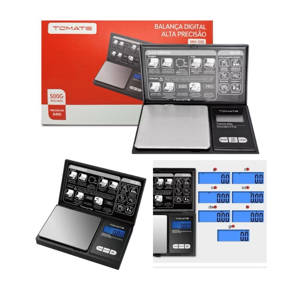 Balança Alta Precisão Portátil LCD 0.01g a 500g