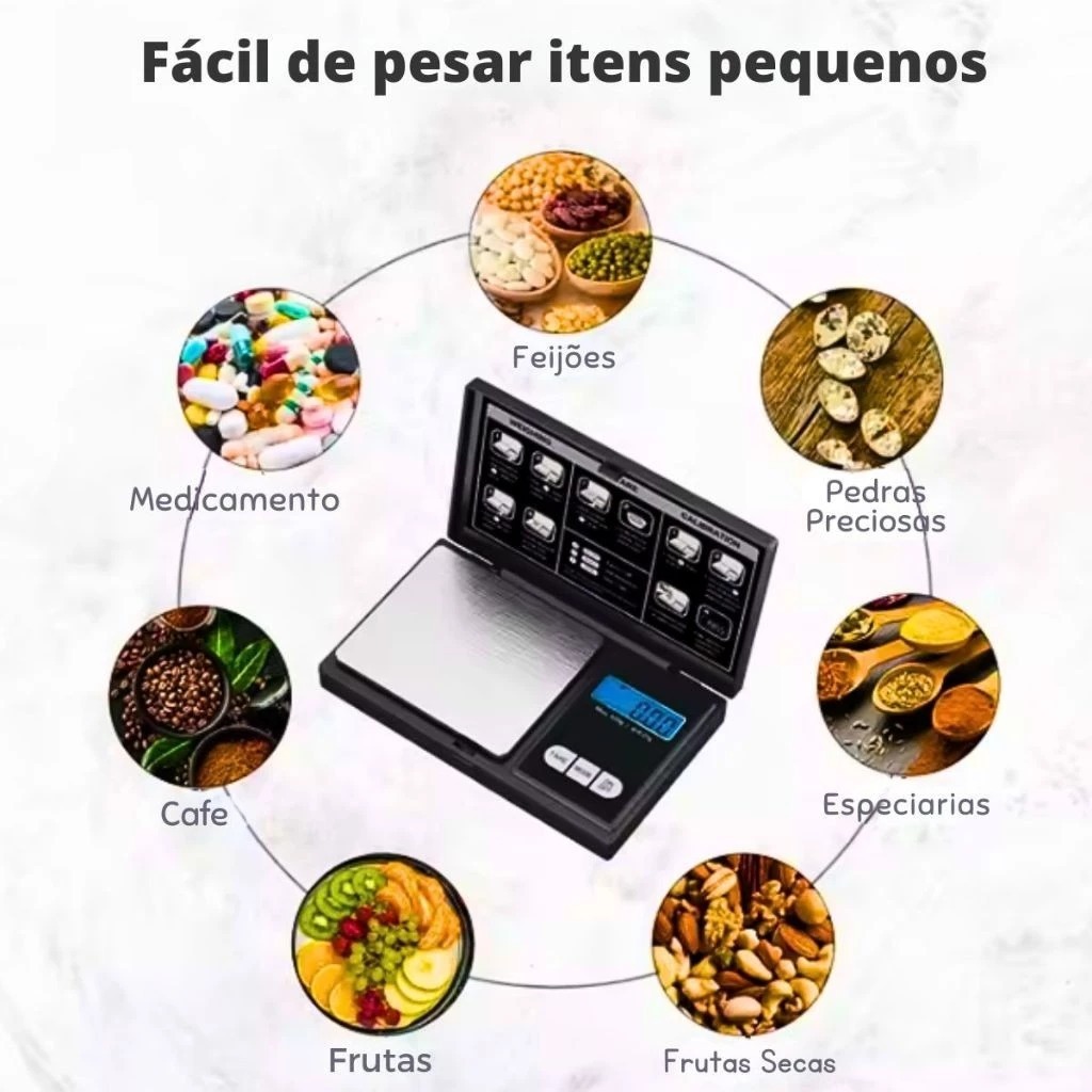 Detalhes do Balança Alta Precisão Portátil LCD 0.01g a 500g