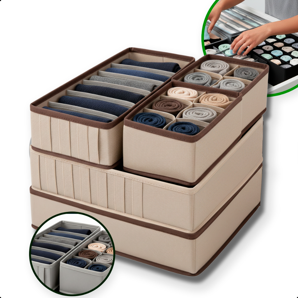 Kit Organizadora gavetas 4 Pçs Organizador Armário Meias Sutiã Roupa Íntima Caixa Armazenamento Casa