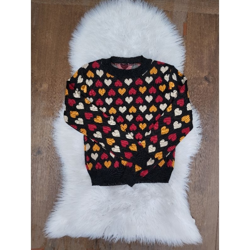 Blusa tricô preta coração