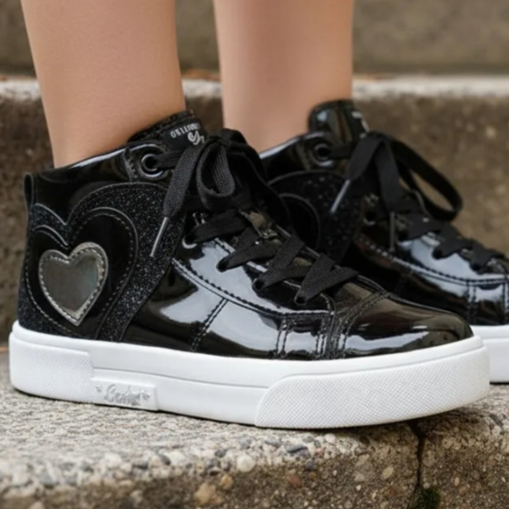 Tênis Infantil Ortopasso New Stars Menina Cano Alto Coração Sola Reta Cadarço Feminino 28 ao 36 em Oferta na Shopee