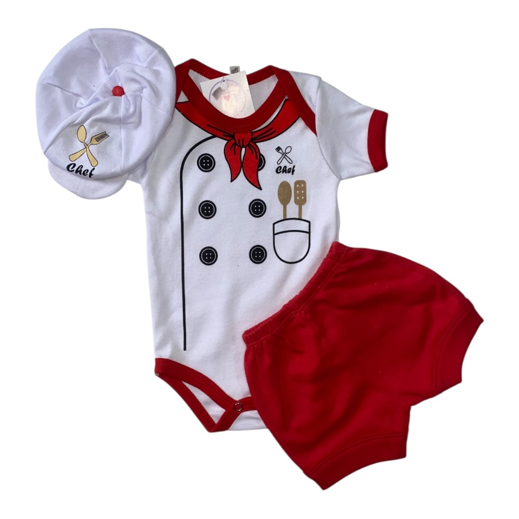 Body Bebe Menino Cozinheiro + Boina - Mesversário-Temático em Oferta na Shopee