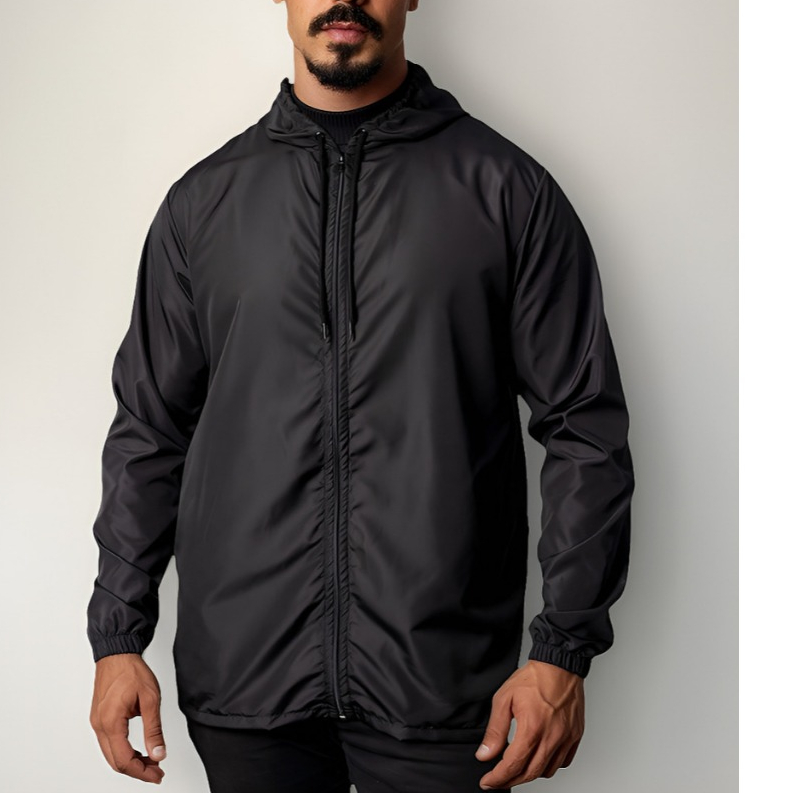 Corta Vento Masculino Jaqueta Motoqueiro Básica Lisa Impermeável Com Capuz E Bolsos Secagem Rápida