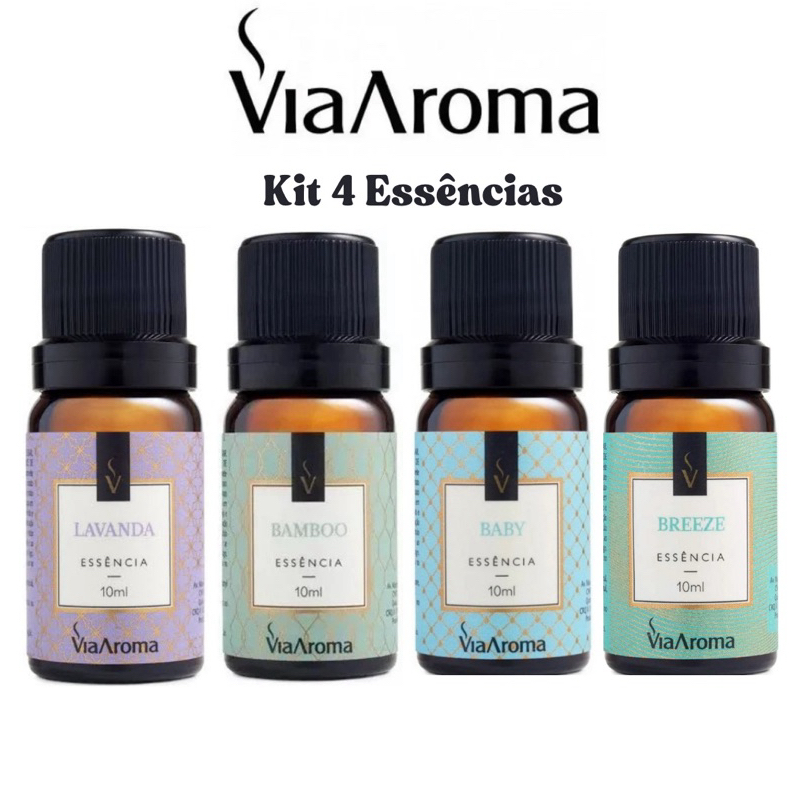 Imagem Kit 4 Essência 10ml Para Aromatizador  Difusor Umidificador  elétrico de Ambiente Via Aroma