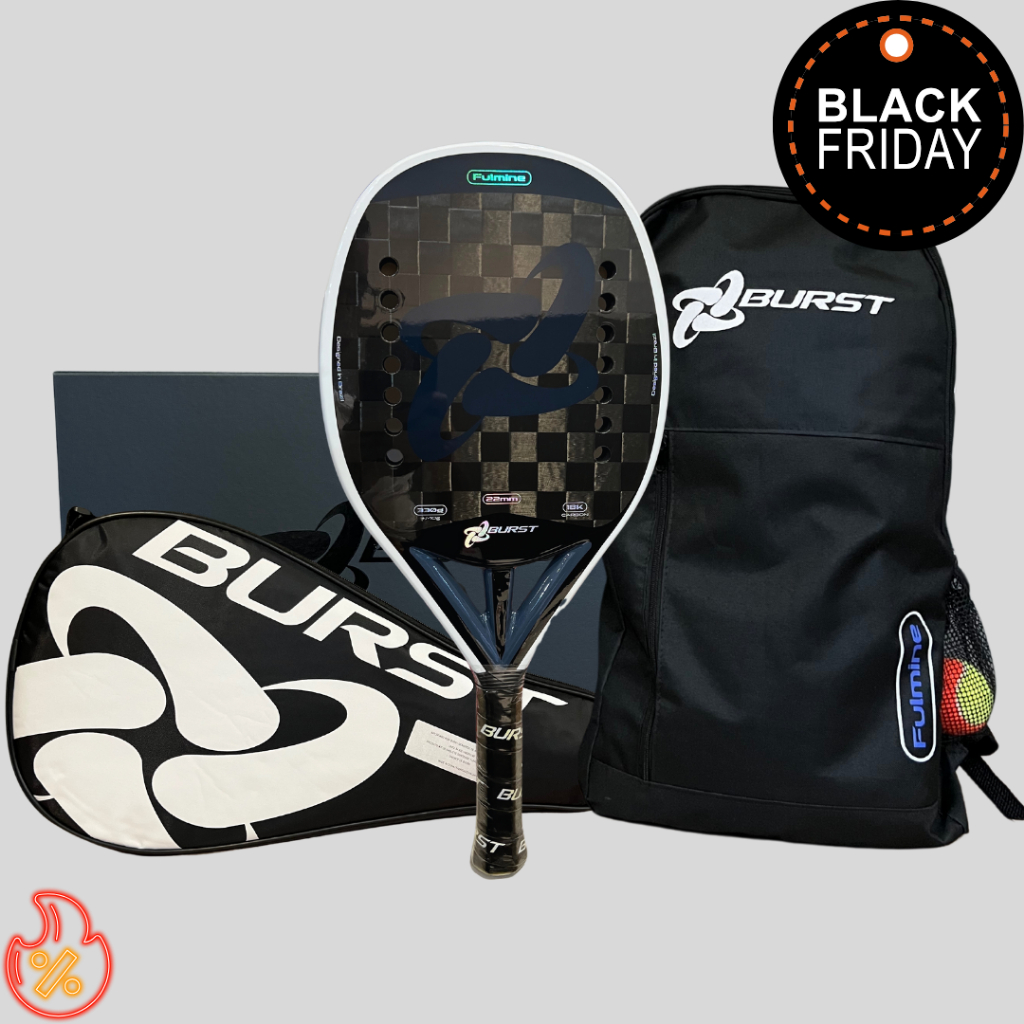 Raquete Beach Tennis Burst Fulmine 18K Full Carbono Com Capa Protetora e Mochila Personalizada