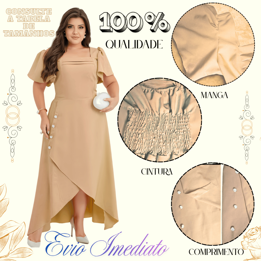 Vestido Longo Feminino Tecido Lous Twill Modelo Sirena Plus Size Elegante em Oferta na Shopee