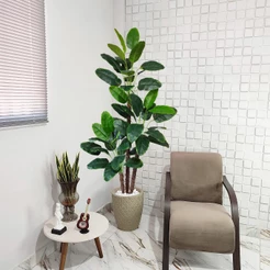 Banana Artificial Bananeira Preservada 190cm Grande Vaso Pedra