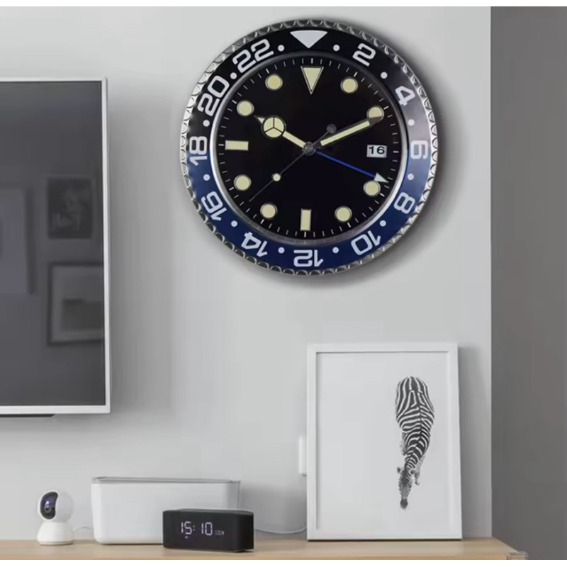 Relógio de parede moderno design metal arte relógio de parede casa grande digital luminescente quarto decoração relógio