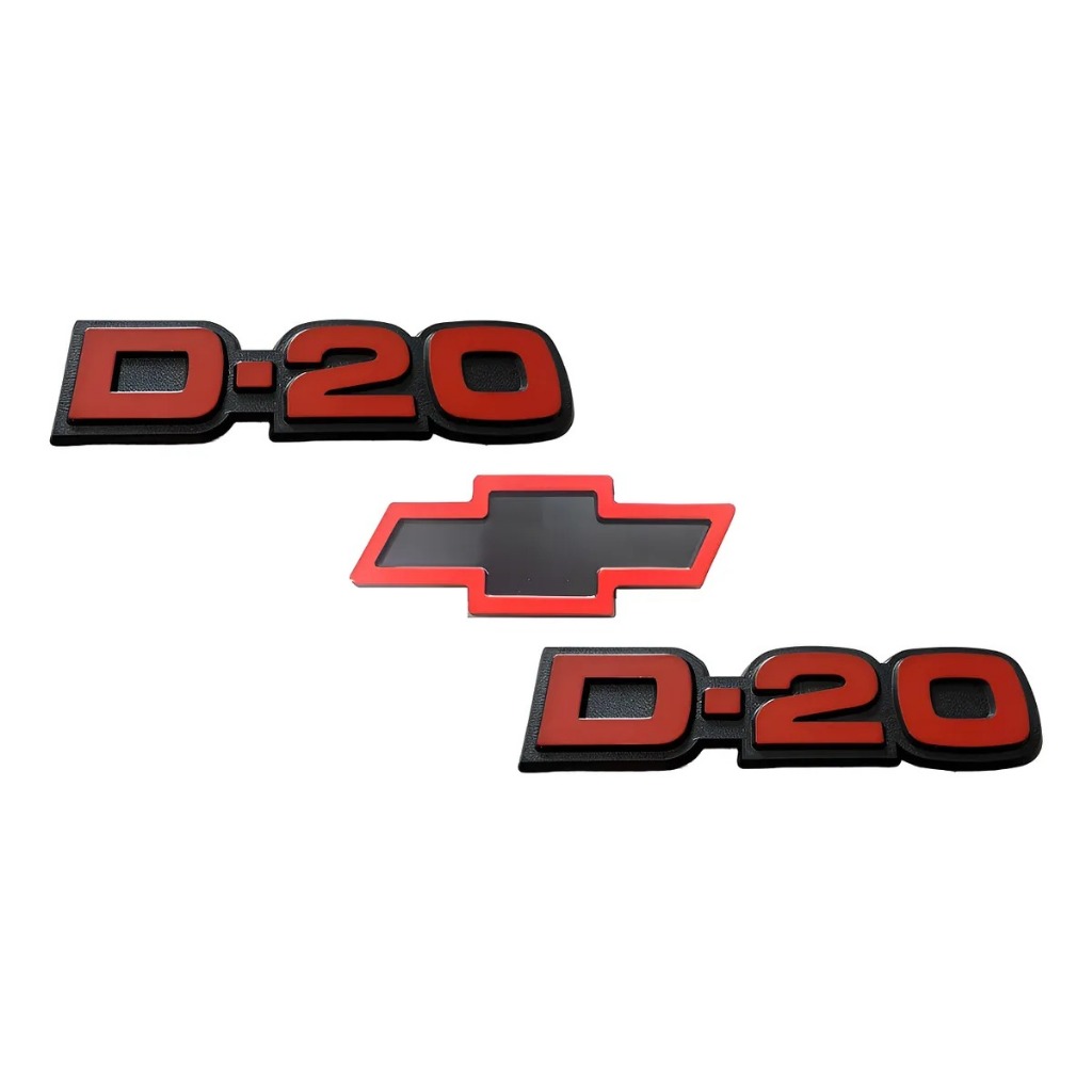 Par Emblema D20 Paralama + Emblema Grade D20 Vermelho - Vermelho